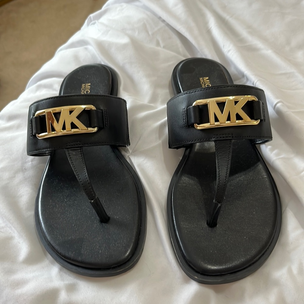 Michael Kors slip on sandals MK logo on the top of the strap